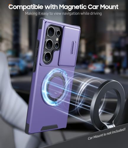 JAME for Samsung Galaxy S22 Ultra Case with Ring Stand Slide & Camera Cover - color: Purple, size: Galaxy S22 Ultra