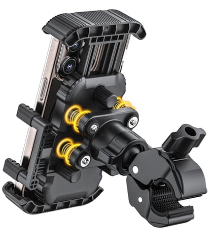 Bike Phone Holder for Handlebar, Motorcycle Phone Mount, Shock Absorbing Anti-Shake Phone Mount for Bike Scooter Motorcycle, Fits iPhone, Samsung, 4.7-7.2 Inch Smartphones