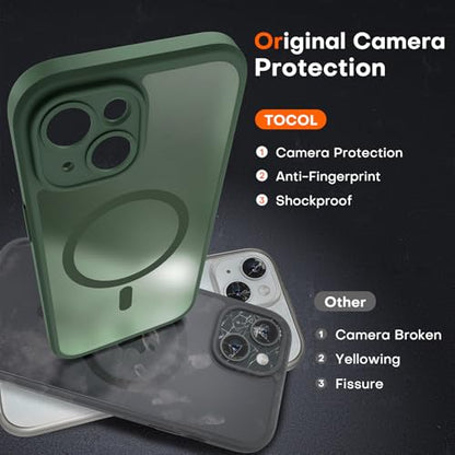 TOCOL for iPhone 15 Case, Compatible with MagSafe, Alpine Green - color: Alpine Green, size: Iphone 15