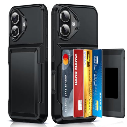 LeYi for iPhone-17 Phone Case Wallet Black: with Credit Card Holder Protective iPhone17 iohone i 17case Covers Women Fundas para Heavy Duty Military Grade Shock Proof Hard Men iPhone17, Black - color: Black, size: iPhone 17 6.3''