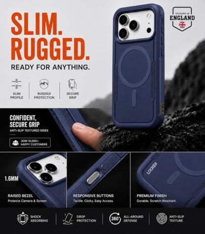 LOOXER® Heavy Duty Rugged Magnetic Case for iPhone 17 Pro (6.3”) | Military Grade Shockproof Protection,MagSafe Compatible+ Tempered Glass Included (Blue, 17 Pro) - color: Blue, size: 17 Pro