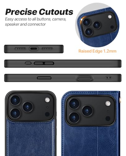 OCASE for iPhone 17 Pro Max Detachable Wallet Case with Card Holder, 2 in 1 PU Leather Flip Folio with RFID Blocking Stand Wrist Strap Shockproof Phone Cover 6.9 Inch 2025, Blue - color: Blue, size: iPhone 17 Pro Max
