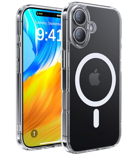CAHEJILU Magnetic for iPhone 16 Case,[Compatible with MagSafe][Military Grade Drop Protection] Anti-Fingerprint Translucent Matte Shockproof Protective Case for iPhone 16 Phone Case 6.1",Clear - color: A4-Clear