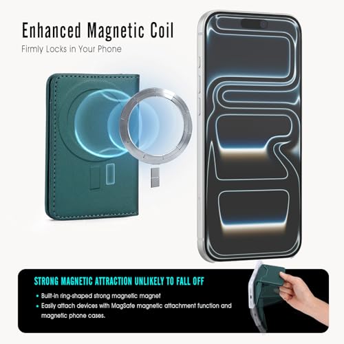 For MagSafe Wallet,Magnetic Card Holder RFID Blocking Wallet with 5 Card Slots & Cash Pocket For iPhone 17/16/ 15/14/ 13/12/ Pro/Max/Plus/Air Blue Green - color: Blue Green