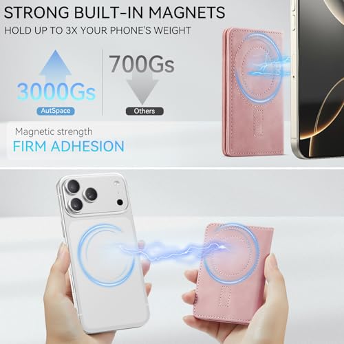 Vinich for MagSafe Wallet Magnetic RFID Blocking Card Holder, Rose Pink - color: Rose Pink
