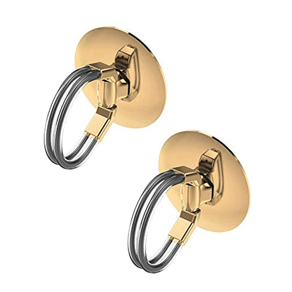 Tvoip 2Pcs Cell Phone Ring Holder, 3 in 1 Universal Phone Ring Stand Car Holder, Finger Grip Phone Holder and Tablet Stand Car Vent Phone Mount (Gold)