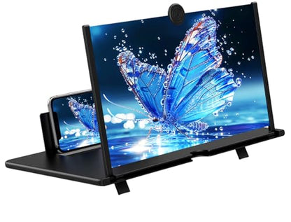 18" Screen Magnifier for Cell Phone – 3D HD Magnifing Screen Enlarger Projector for Movies Videos and Gaming – Foldable Phone Stand Holder with Screen Amplifier–Compatible with All Smartphones - color: Black-18''