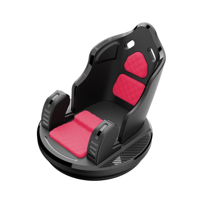 Car Phone Holder, Car Dashboard Phone Mount with Silicone Pad Mat, Slip Free Desk Phone Stand, Universal for Most Smartphones,GPS Devices and More (Red) - color: Red&Black