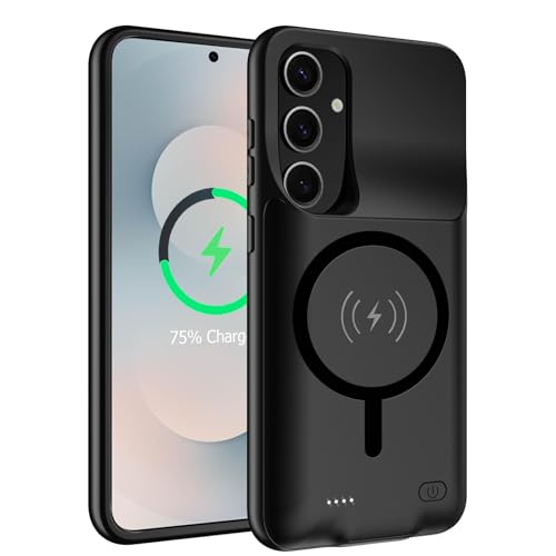 Battery Case for Galaxy S25 FE,Upgraded 12000mAh High Capacity Rechargeable Portable Protective Extended Charger Case Wireless Charging Compatible with S25 FE(6.7 inch) Charging Case & Carplay Black - size: Galaxy S25 FE