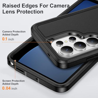 for Samsung Galaxy S26 Ultra Case with Kickstand Case 3-Layer Military Grade Protective Case Cover Silicone Heavy Duty Rugged Shockproof for Galaxy S26 Ultra Phone Case (Black+Black) - color: Black+Black
