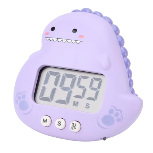 Cute Dinosaur Timer, Large LCD Display Battery Powered Magnetic Foldable Stand Countdown Alarm Clock for Kids Teachers Home Office Purple - color: Purple