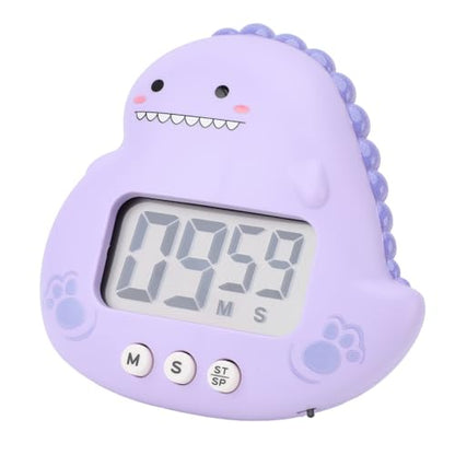 Cute Dinosaur Timer, Large LCD Display Battery Powered Magnetic Foldable Stand Countdown Alarm Clock for Kids Teachers Home Office Purple - color: Purple