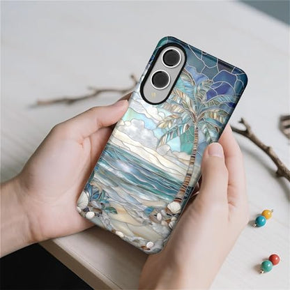 Case for Samsung Galaxy S25 Edge,Anti-Scratch Full-Body Cover Shockproof Slim Design Case,PC Hard Shell & Silicone Inner Bumper -Beach Palm Tree - color: Beach Palm Tree, size: Galaxy S25 Edge