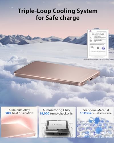 ULiXWH [0.3" Ultra Slim] [Alloy-Made] for Magsafe Portable Charger iPhone - color: Pink