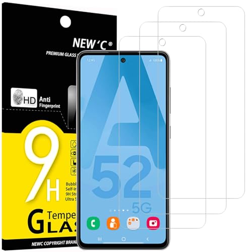 NEW'C 3 Pack Designed for Samsung Galaxy A52, A52 5G, A52S 5G Screen Protector Tempered Glass, Case Friendly Scratch Resistant,Bubble-Free, Ultra Resistant - size: A52/A52S 6.5 inches