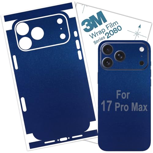for iPhone 17 PRO MAX Skin Wrap 3M Film (2 Pack) Protective for Sides and Back (Blue Metallic) - color: Blue Metallic