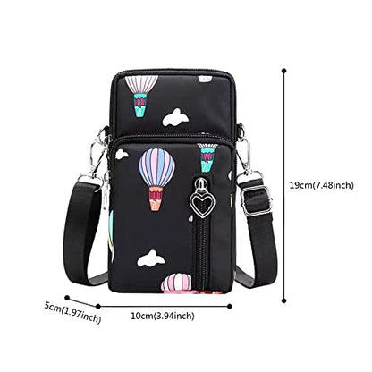 Women Crossbody Cell Phone Purse Case Armband Bag for iPhone 12 13 Mini 14 15 Plus 11 Pro Max Google Pixel 6a 7a 8a 6 7 8 Pro - color: Black-balloon