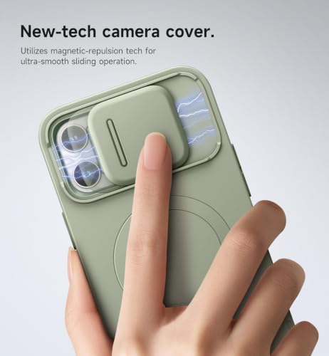 SURITCH for iPhone 13 Pro Max/12 Pro Max Case with Magnetic Camera Slide Cover and Adjustable Kickstand, Compatible with MagSafe, Shockproof Bumper Case Slim Protective Cover 6.7 Inch, Green - color: Green, size: IPhone 13 Pro Max/12 Pro Max-6.7"