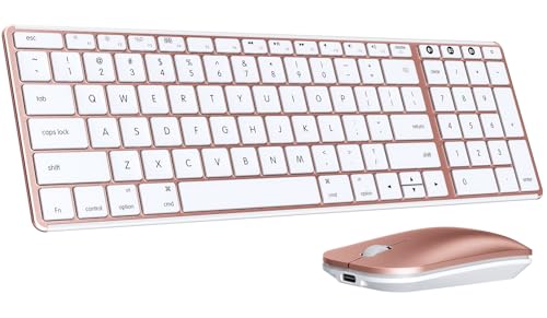 seenda SKM64-2 Bluetooth Keyboard and Mouse Combo for Mac, MacBook and iPad - color: White & Rose Gold