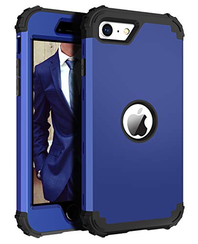 BENTOBEN for iPhone SE 2022 Case and Phone Case iPhone SE 2020, Heavy Duty 3 in 1 Full Body Rugged Shockproof Hybrid Hard PC Soft Rubber Bumper Drop Protective Girl Women Boy Men SE Cover,Deep Blue - color: Black/Deep Blue