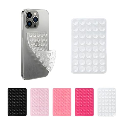 SHENGXIN 2 Pack Silicone Double-Sided Suction Grip – 40 Cups per Side, Strong Hold for iPhone, Galaxy, Pixel, Android – Hands-Free for Selfies & Videos (Clear) - color: Clear