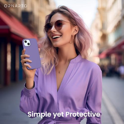 ORNARTO Compatible with iPhone 15 Case 6.1, Slim Liquid Silicone 3 Layers Full Covered Soft Gel Rubber Phone Case, Anti-Scratch Shockproof Protective Cover 6.1 Inch, Amethyst - color: Amethyst