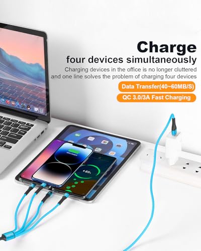 SIQIWO Multi USB C Cable Fast Charging 4FT/2 Pack, 4 in 1 Charger Cord - color: Blue
