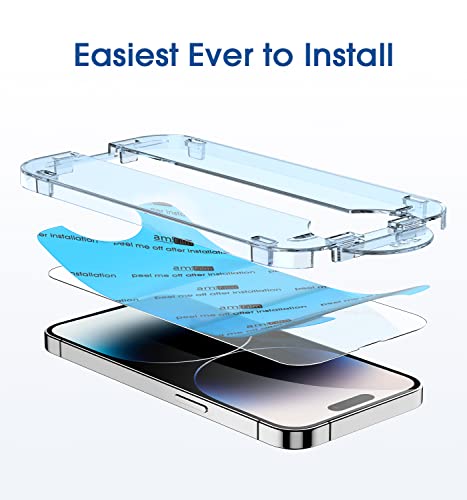 amFilm OneTouch for iPhone 14 Pro Max Screen Protector 6.7'' Tempered Glass - size: 14 Pro-6.7"