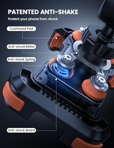 Lamicall Motorcycle Phone Mount Holder with Dual Vibration Dampener - color: Orange