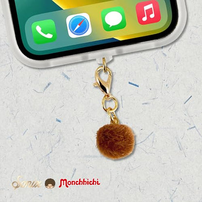 Sonix Dust Plugs - USB C + Lightning Compatible - Monchhichi Silicone Character Charging Port Charms (3 Pack) - Monchhichi, Pom Pom, Logo - color: Monchhichi