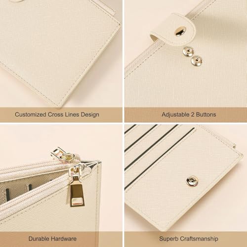 Travelambo RFID Wallet Women Large Size Bifold Multi Card Wallet Case with Zipper Pocke Credit Card Holder for Women - color: Beige