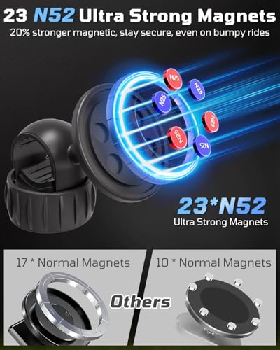 Magnetic Golf Push Cart Phone Holder with 23 N52 Magnets, 360° Rotatable MagSafe Phone Mount Compatible with Clicgear, Bag Boy, Sun Mountain, Golf Push Cart Accessories for All Phones