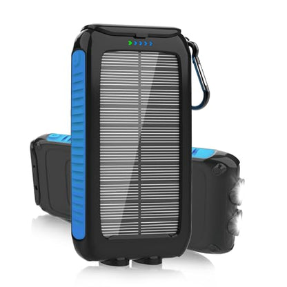 Nuynix Solar Power Bank 49800mAh, 15W Fast Charging with LED Flashlight - color: Blue