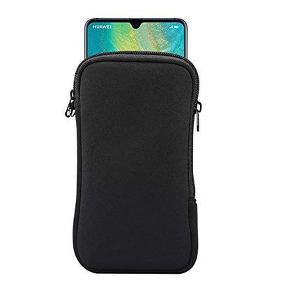 Zip Neoprene Cell Phone Sleeve Case Wallet Pouch for iPhone 17 Pro Max 16 Plus 15 Plus iPhone 14 13 12 Pro Max Moto G 2025 G Power 2026 G Play G Stylus 5G 2024 Google Pixel 10 Pro XL BLU G35 (Black) - color: Black