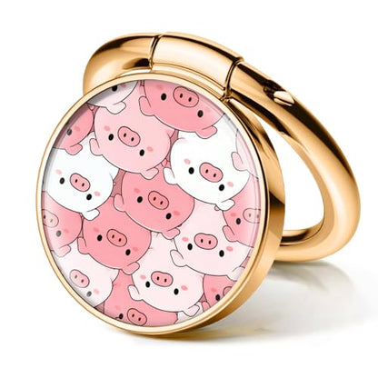 Cell Phone Ring Holder, Cute Phone Ring Grip Stand, 360°Rotation Funny Metal Kickstand Finger Grip Cute Pink Pigs - color: Cute Pink Pigs