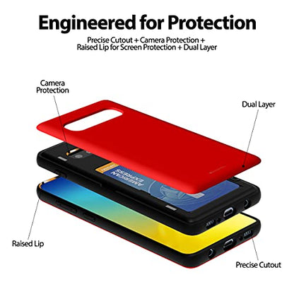 GOOSPERY Magnetic Door Bumper Compatible with Galaxy S10 Plus, Card Holder Wallet Case Easy Magnet Auto Closing Protective Dual Layer Sturdy Phone Back Cover -Red - color: Red, size: Galaxy S10 Plus
