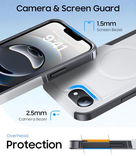 Magnetic for iPhone 17e Case Rugged Dual-Layer Shockproof White | Military-Grade Heavy Duty Protection, Fit for Magsafe, Matte Finish Scratch Resistant Anti-Fingerprint Anti-Slip Phone Cover - color: White