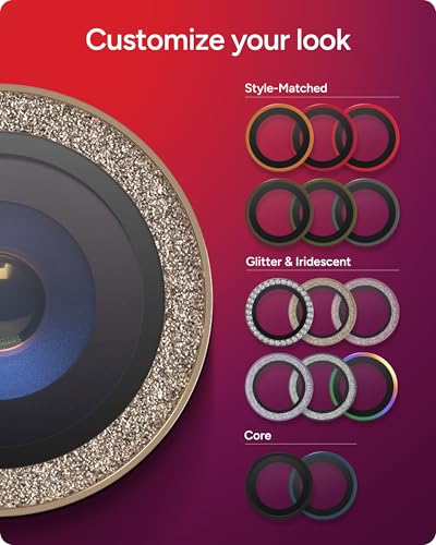 ZAGG iPhone Camera Lens Protector for iPhone Air - Gold Glitter, Camera Ring, Maximum Impact & Scratch Protection, Anti-Reflective Technology, Smudge-Resistant, Precise Fit, Glass Elite - color: Gold Glitter