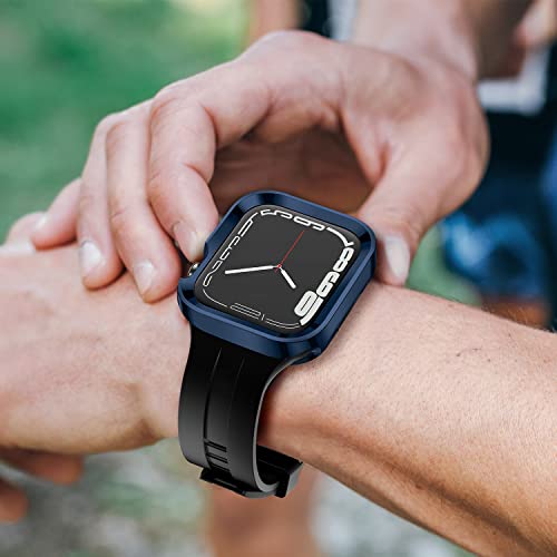 Amizee Rugged Case Compatible with Apple Watch Case Series 9/8/7 41mm SE 3/2/1 Series 6/5/4 40mm, Soft TPU Shockproof Bumper Drop Proof Protective Cover Compatible with iWatch - Plating Blue - color: Plating Blue, size: 40mm/41mm