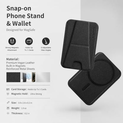 Tap & Go MagSafe Wallet Stand, 1-Card Magnetic Phone Wallet - color: Black