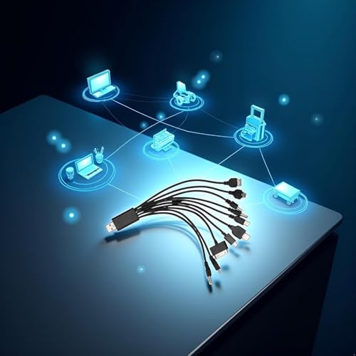 3Pcs Black 10 in 1 Universal USB Cable, Multiple Universal Charging Cable for Cell Phones Blutooth Earphone Speaker Adapter Cable, 20cm Data Cable，Cables and Interconnects，USB Cables