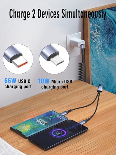 YACSEJAO 66W 90 Degree USB C Retractable Spring Splitter Cable - style: Type C+Mirco USB