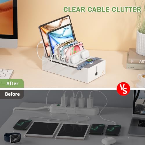 Pezin & Hulin Bamboo Charging Dock Station for Electronic Devices-White - color: White