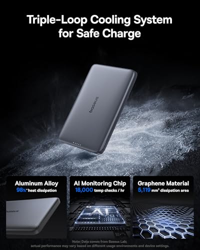 Baseus Picogo Magsafe Portable Charger, Qi2 15W 0.5" Ultra Slim 10000mAh Wireless Power Bank, 27W Fast Charging Magnetic Battery Pack with USB-C for iPhone 17 Pro Max/17 Pro/Air/16/15/14/13/12 | 10000mAh Wireless Power Bank, 27W Fast Charging Magnetic Bat