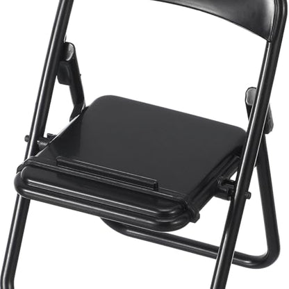 STOBOK 12Pcs Mini Folding Chair Phone Stand, Black Foldable Cell Phone Holder for Desk, Hands-Free Portable Desktop Stand Cute Decor for Smartphone & Tablet - size: 12.5 x 6.5 x 5.4 cm (1:12 Scale)
