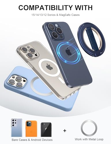 EWA MagOne Ultra for Magsafe Phone Grip Kickstand [Replaceable Elastic Finger Loop], Mag Safe Ring Holder Stand, Two-Sided Magnetic Phone Accessories for iPhone 17,16,15,14,13,12 Pro/Max/Plus-Blue - color: Blue