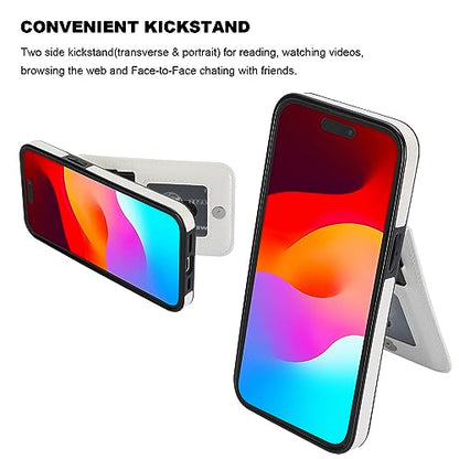 KIHUWEY for iPhone 15 Plus Wallet Case Card Holder Kickstand, White | Credit Card Slots, PU Leather, Magnetic Clasp, Flip Heavy Duty Protection Cover for Men and Women - color: White