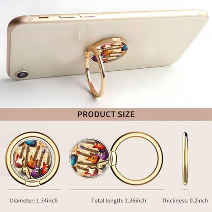 Cell Phone Ring Holder, Cute Metal Phone Grip Stand Finger Ring Kickstand, Flexible 360°Rotation Phone Tablet Case Accessories Compatible with Most Phones Colorful Electric Guitar - color: Colorful Electric Guitar