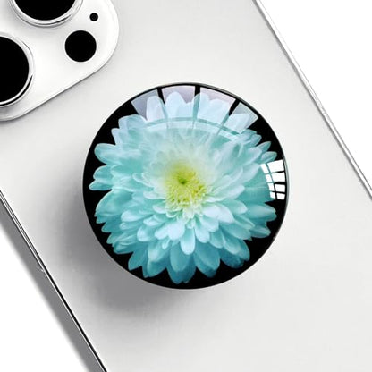 Translucent Clear Phone Grip with Expanding Kickstand,Cell Phone Collapsible Stand Blue Daisy Flower Design for Smartphones