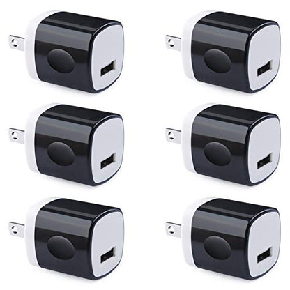 Wall Adapter, USB Wall Charger 6 Pack, UorMe 1A 5V Single Port USB Plug Power Adapter Compatible iPhone 14 Plus 13 12 11 Xs XR X 8, Samsung Galaxy S22 Ultra S22+ S22 A21 S10e S9 Note 20,Google Pixel 6 - color: 6-black